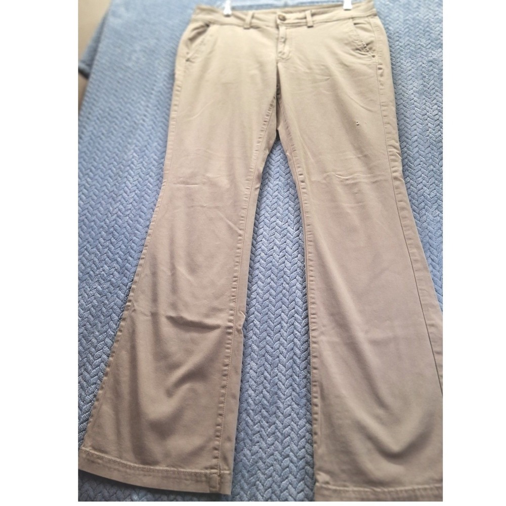 American Eagle Super Stretch X Khaki Flare Pants Tan KIck Boot Trousers Flaw